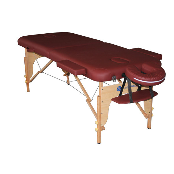 New Επαγγελματικό Κρεβάτι Pro_2 WineRed PU Μασάζ Φυσικοθεραπείας Βαλίτσα Ξύλινο με θήκη φορητό